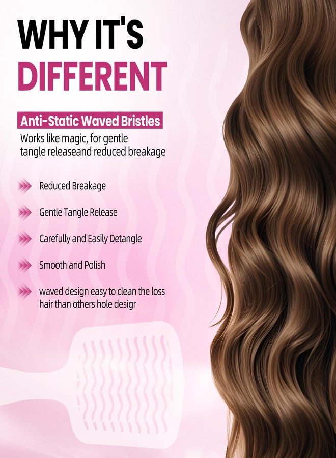 SUPHOUSE Detangling Hair Brush for All Wet or Dry Hair Types, Pain-Free Brushing Durable, Anti-Static Bristles, Lightweight Handle, Vented Wave UltraFlex Hair Brush (Rose Quartz Pink) - Image 3